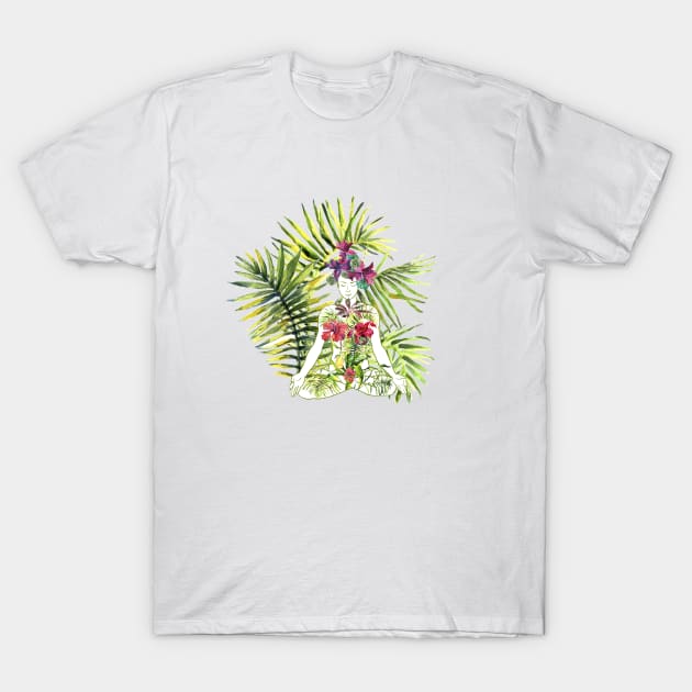 Yoga Flowers #4 T-Shirt by Olga Berlet